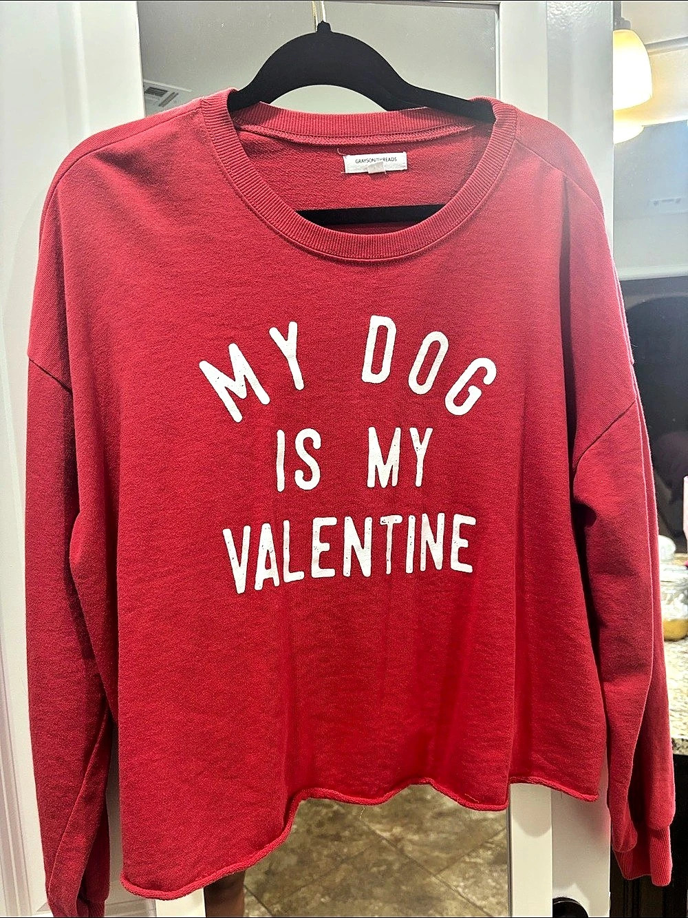 Grayson Threads My Dog Is My Valentine Graphic Sweatshirt Red XL